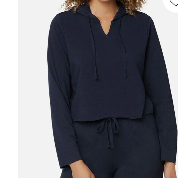 NYDJ Womens Cropped Comfy Hoodie, Oxford Navy, Size -XL, NWT - Picture 1 of 8